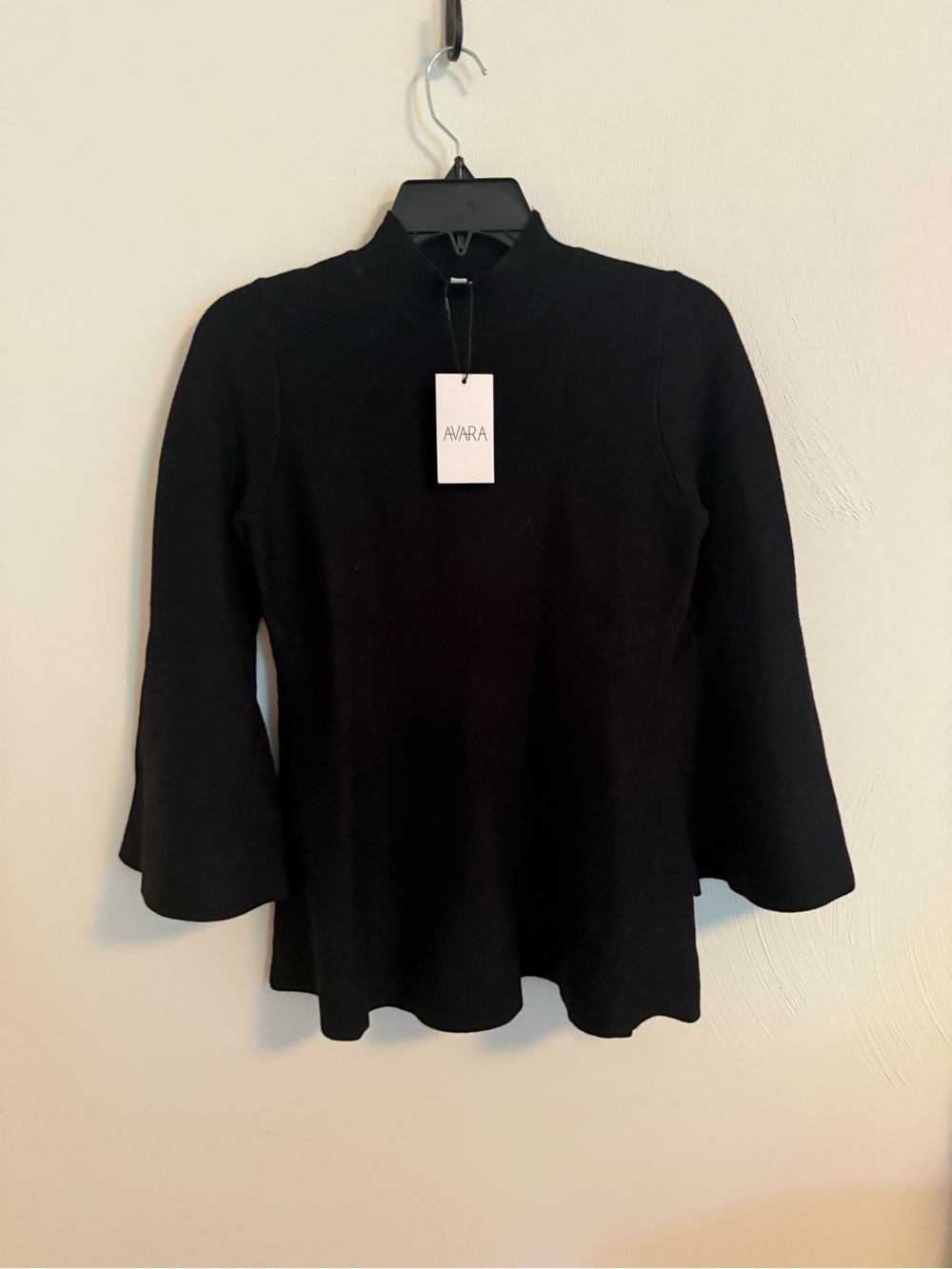 Avara Black Bell-Sleeve Top